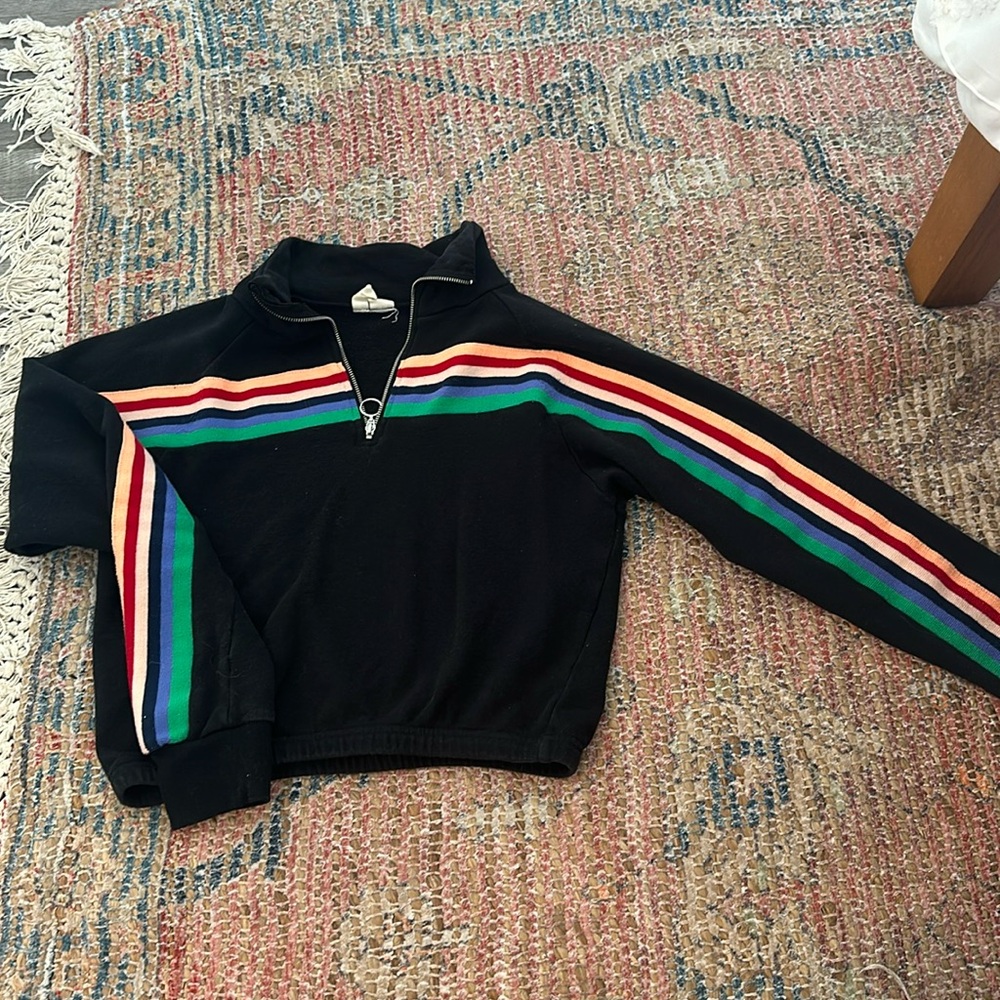 Retro stripe cropped sweatshirt